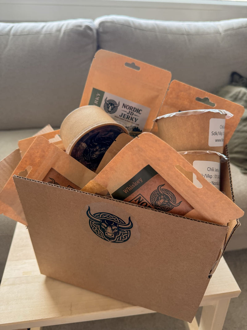 Mystery Jerky Box – 6 x 40 g Nordic JD Beef Jerky -pussia yllätyslaadukossa